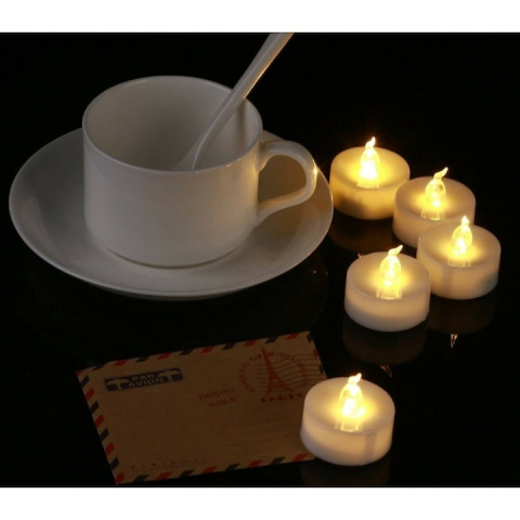 Set 24 lumanari LED, rotunde, tip pastila, lumina calda, 3.6 cm, plastic, pentru decor, petreceri [6]