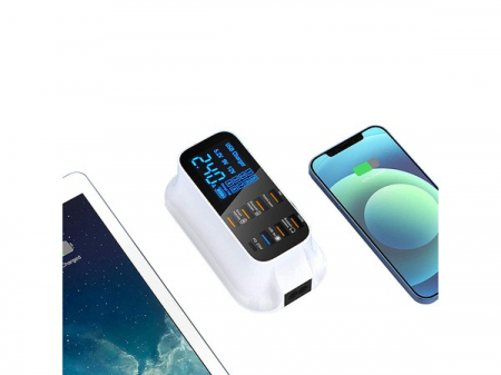 Incarcator inteligent Pimpom SJ59, USB, cu 6 porturi, Alb Arctic [3]