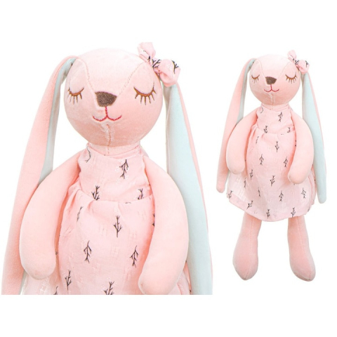 Iepuras de plus roz, rochie detasabila, 35 cm, material moale, jucarie pentru copii, confort, siguranta si dezvoltarea imaginatiei [4]