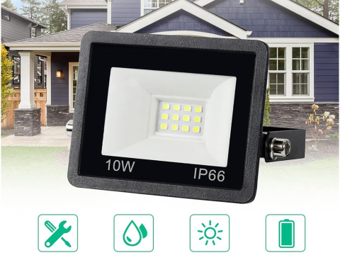 Proiector LED, iluminare exterior, putere 10 W, lumina rece 6000K, protectie IP66, rezistent la intemperii, negru [4]