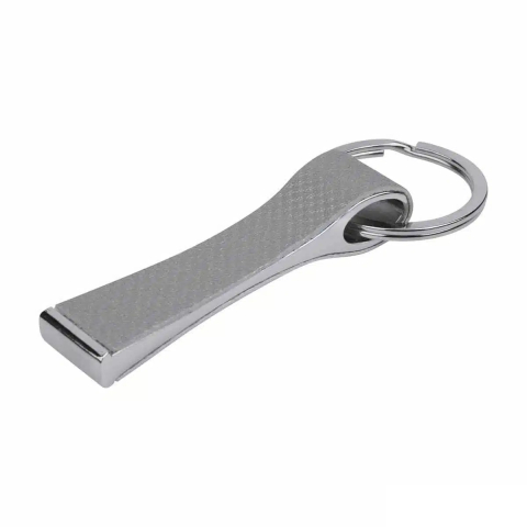 Breloc elegant din metal cu piele ecologica, argintiu, cu inel pentru chei, 8.7 x 3.2 x 1.1 cm, cutie inclusa [2]