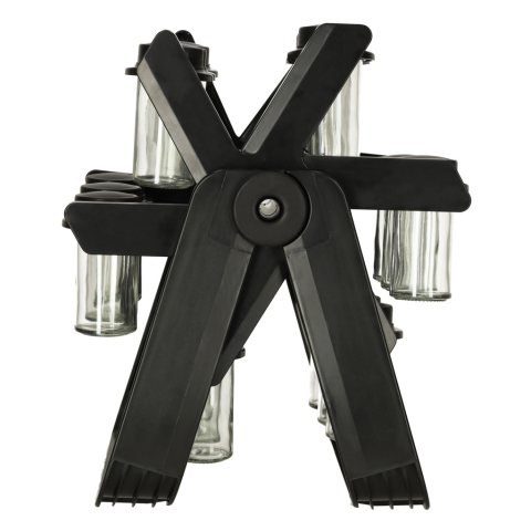 Suport pentru condimente, 18 recipiente sticla, rotativ, 26 x 22.5 x 34.5 cm, plastic, negru [9]