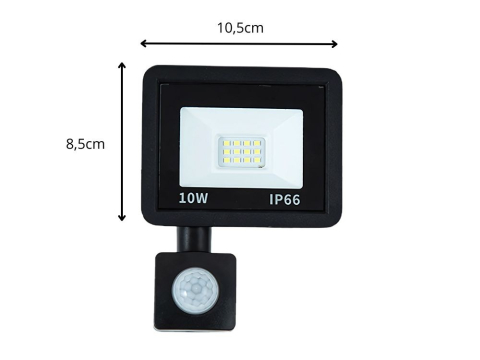 Proiector LED, senzor de miscare, 10 W, pentru exterior, lumina rece 6000K, protectie IP66, 10.5 x 8.5 x 2.5 cm, negru [10]