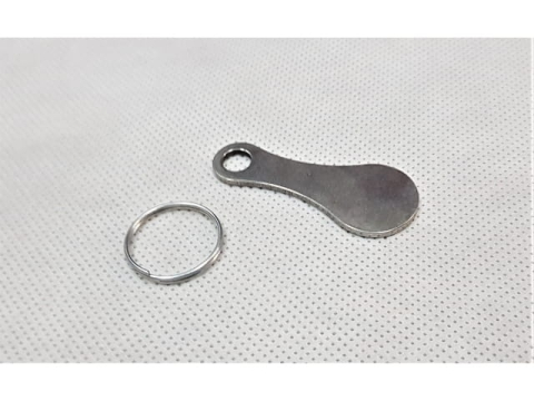 Breloc pentru deblocare carucior supermarket, din otel inoxidabil, compact si reutilizabil, 5.5 x 2.2 cm, argintiu [12]