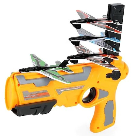 JOCURI ȘI JUCĂRII - Pistol de jucarie pentru copii,lansator de 4 avioane,pistol portocaliu