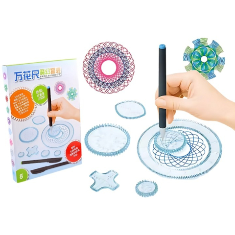 Jucării de desenat - Set spirograf pentru desen, 22 sabloane, 3 pixuri, multicolor