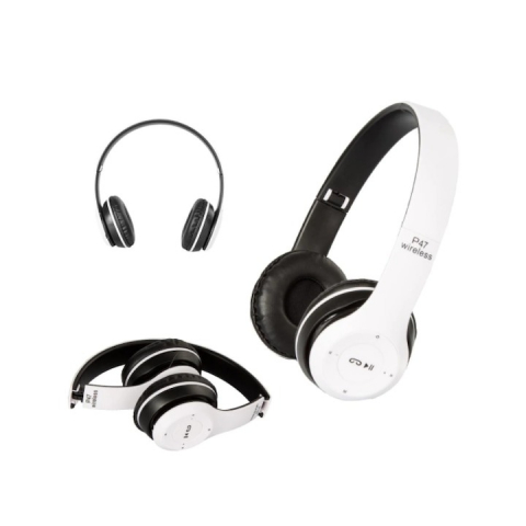 Casti audio, wireless, Bluetooth, lumini LED, radio FM, MP3, alb [2]