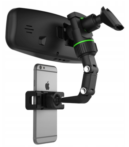 Suport auto pentru telefon, montare pe oglinda retrovizoare, latime reglabila 5-10 cm, rotativ 360°, negru [11]