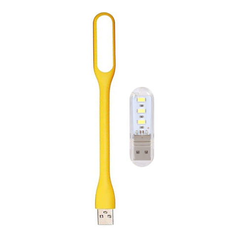 ELECTRONICE - Set 2 lampi LED USB portabile, lampa flexibila 1.5W galbena si mini lampa 3 LED 3W, 5V, compatibile laptop, PC, consola, powerbank