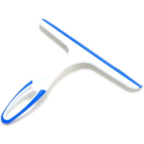 Racleta multifunctionala pentru curatare geamuri, oglinzi, cabine de dus, parbriz, silicon, reutilizabila, 22 x 22 cm, albastru