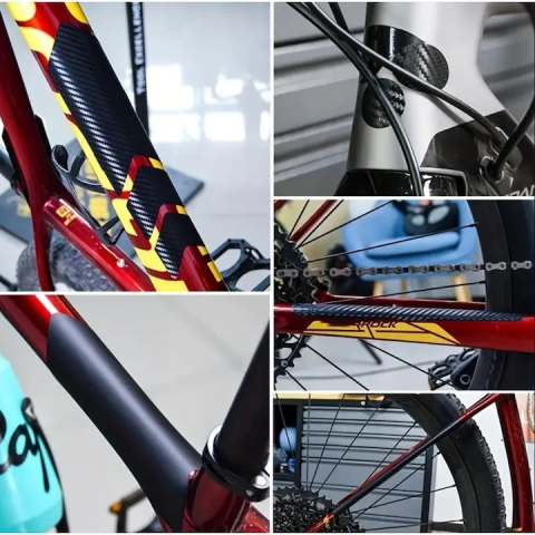 Set 20 autocolante pentru bicicleta, lipire pe cadru, protectie impotriva zgarieturilor, dimensiuni si forme diferite, negru [10]
