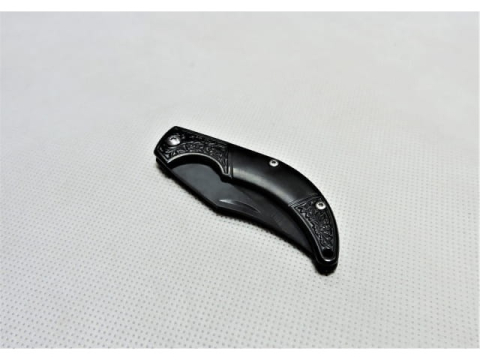 Briceag pliabil, pentru supravietuire, camping, drumetii, multifunctional, otel inoxidabil, lungime 15 cm, maner curbat, ergonomic, negru [6]