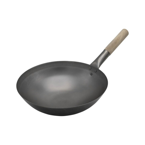Tigaie Wok profesionala, din otel carbon cu fund rotund 30 cm [2]