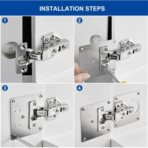 Set 4 placi pentru reparatii balamale, otel inoxidabil, suruburi incluse, 9 x 9 cm, argintiu [7]