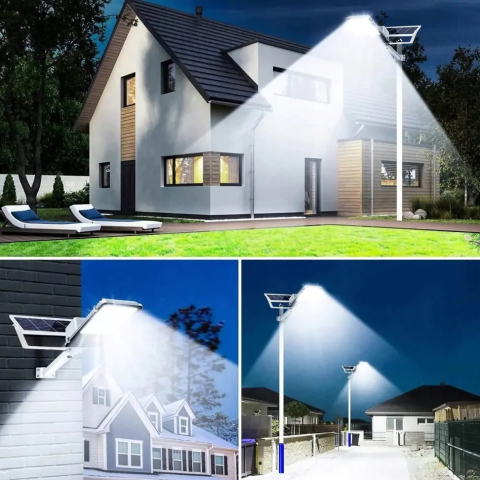 Lampa solara, putere 2000 W, 264 LED-uri, protectie IP66, rezistenta la intemperii, suport pentru montare, lumina alb-rece 6500K, telecomanda [7]
