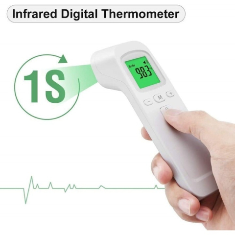 Termometru digital cu infrarosu, fara contact, afisaj LCD iluminat, masurare rapida 1 secunda, alb [8]