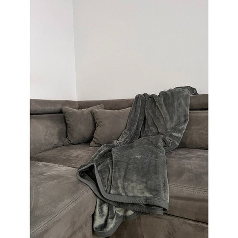 Patura moale, poliester, dimensiune 200 x 160 cm, gri [2]