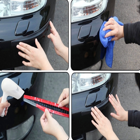 Set 2 benzi pentru protectie bara auto, cauciuc/plastic, impotriva zgarieturilor, autoadezive, universale, 40 x 5.2 cm, negru [12]