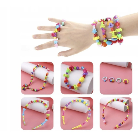 Kit pentru confectionare bratari, accesorii, pentru copii, margele, snururi, DIY, multicolor [1]