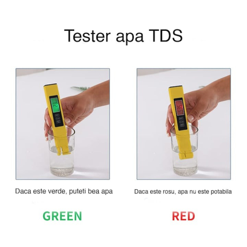 Tester profesional calitate apa 3 in 1, TDS, EC si temperatura, galben [7]