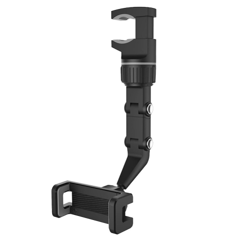 Suport auto pentru telefon, montare pe oglinda retrovizoare, latime reglabila 5-10 cm, rotativ 360°, negru [8]