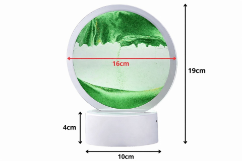 Lampa decorativa cu nisip in miscare, efect relaxant 3D, LED, verde, pentru living si dormitor, 19 x 10 cm [1]