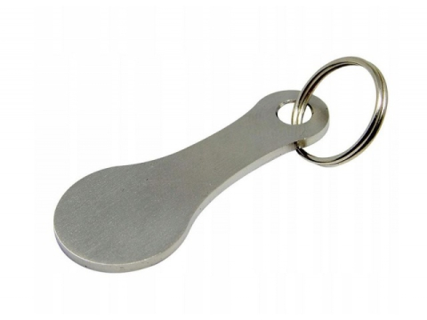 CASA & GRADINA - Breloc pentru deblocare carucior supermarket, din otel inoxidabil, compact si reutilizabil, 5.5 x 2.2 cm, argintiu