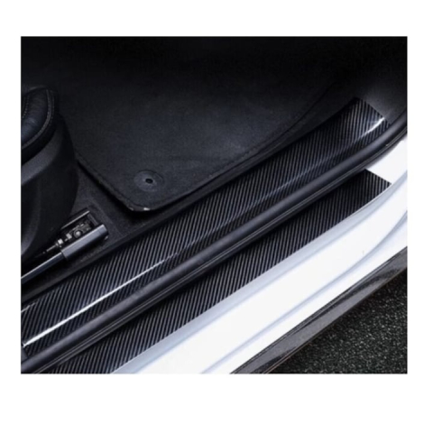 Set 4 benzi de protectie praguri auto, carbon, universal, racleta inclusa, 6.8 x 40/60cm, negru [3]