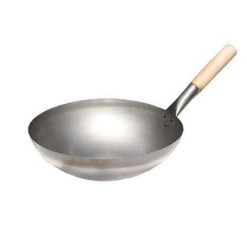 Tigaie Wok profesionala, din otel carbon cu fund rotund 30 cm [3]