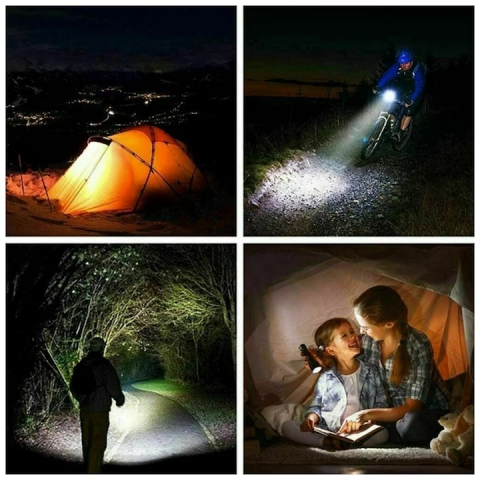 Lanterna tactica LED, 5 moduri de iluminare, pentru vanatoare, camping, rezistenta la apa, negru [1]