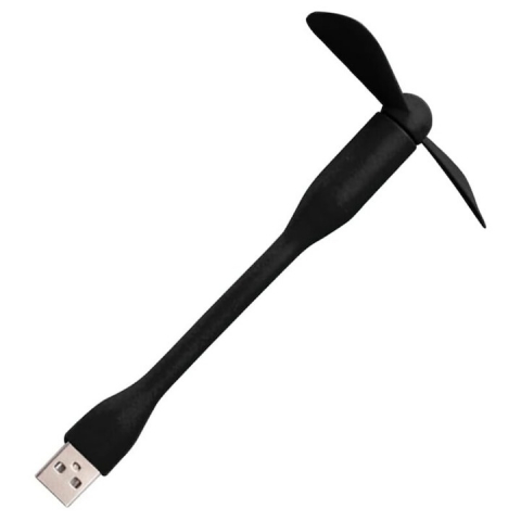 Diverse - Mini ventilator din silicon, cu alimentare prin USB, portabil, brat flexibil, 14 x 8.5 cm, negru