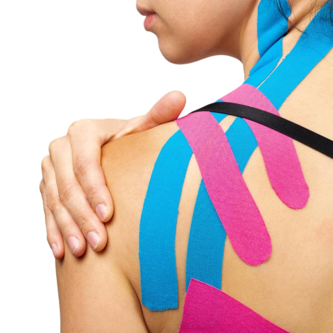 Set 4 benzi kinesiologice, bumbac, impermeabile, sustinere si protectie, ameliorarea durerii, pentru sportivi, elastice, respirabile, 5 m x 5 cm, multicolor [6]