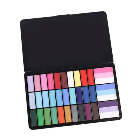 JOCURI ȘI JUCĂRII - Set vopsele fata si corp, 39 culori, activare cu apa, non-toxic, machiaj artistic, 18.5 x 11.7 x 1.5 cm, multicolor