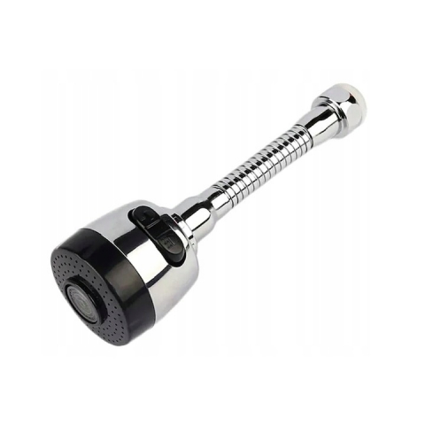 Diverse bucatarie - Extensie robinet, pentru bateria de chiuveta, rotatie 360 grade, plastic, 2 moduri de functionare, lungime 17 cm, argintiu