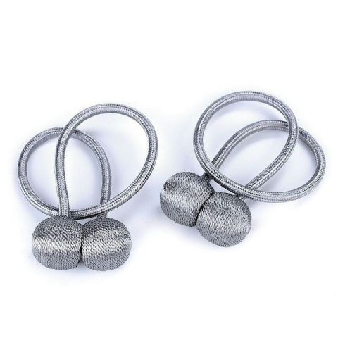 Magnet decorativ pentru perdele si draperii, tip snur, poliester, 44 cm, gri [7]