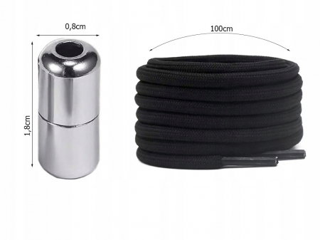 Set 2 sireturi reglabile cu 2 prinderi metalice la capete - Negru [3]