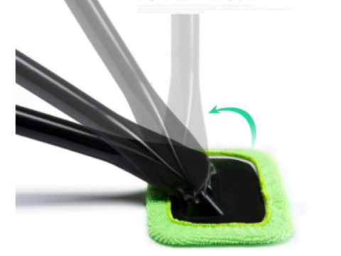 Stergator auto pentru parbriz, geamuri, din microfibra si plastic, laveta detasabila, maner ergonomic, verde [14]