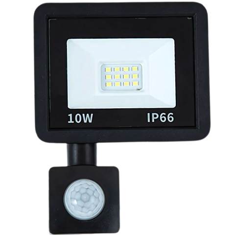 Iluminat LED - Proiector LED, senzor de miscare, 10 W, pentru exterior, lumina rece 6000K, protectie IP66, 10.5 x 8.5 x 2.5 cm, negru
