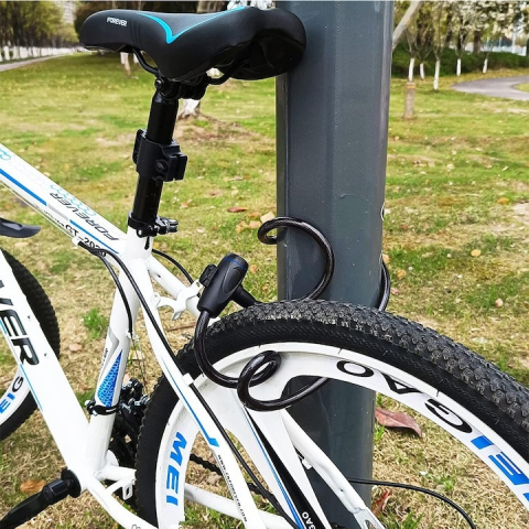 Antifurt pentru bicicleta, cu 2 chei, lungime cablu 90 cm, otel, negru [2]