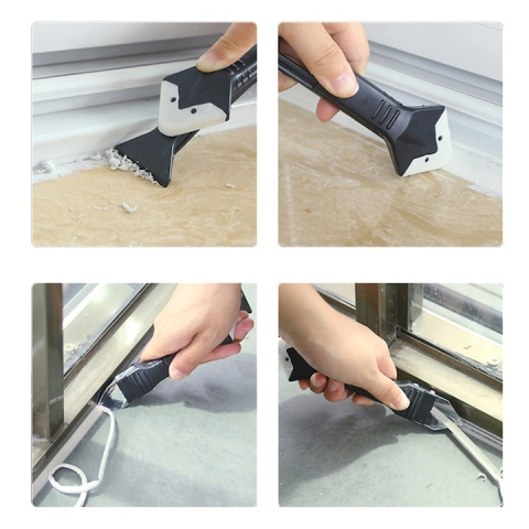 Racleta pentru indepartare silicon, multifunctionala, 5 capete interschimbabile, plastic/otel inoxidabil, 18.5 x 4 cm, negru [4]