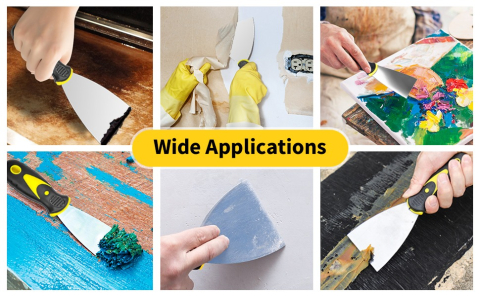 Spaclu, otel inoxidabil, maner ergonomic, 100 mm, galben/negru [1]