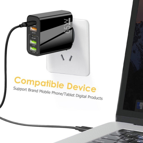 Incarcator cu 5 porturi, 2 x Type-C, 3 x USB, incarcare rapida, 65 W, universal, negru [2]