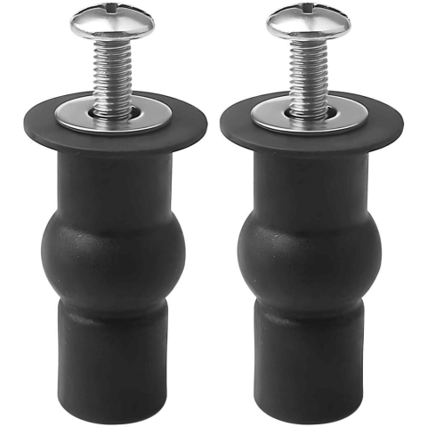 CASA & GRADINA - Set 2 suruburi pentru fixare capac de toaleta, universale, otel inoxidabil/cauciuc, 48 mm, negru