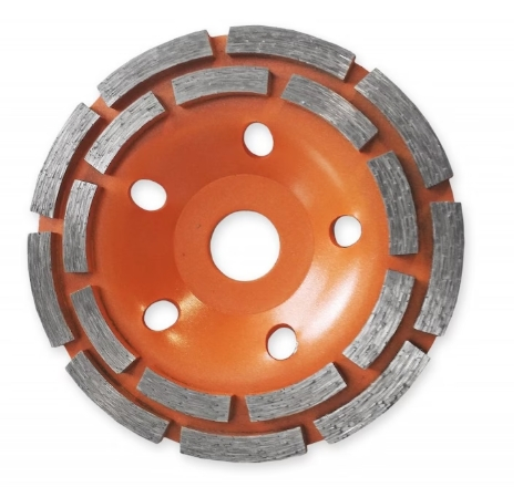 Disc diamantat tip cupa 125 mm pentru polizare beton, sapa si piatra, model segmentat dublu, compatibil polizor unghiular