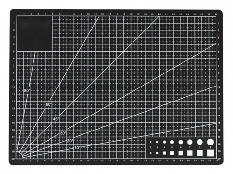Placa pentru taiere precisa, modelare, fata-verso, cu auto-vindecare A4, 22 x 30 cm, scara clar vizibila, negru [1]