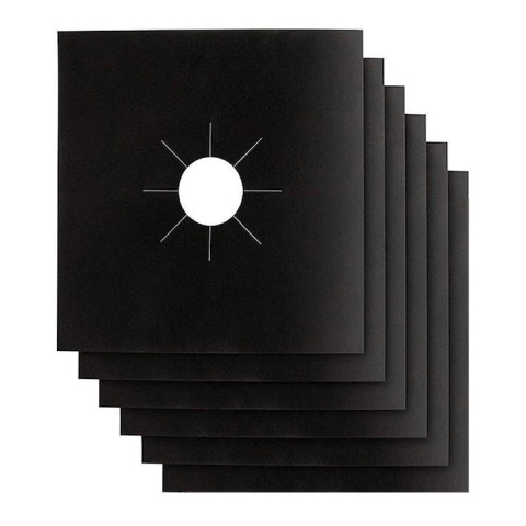 CASA & GRADINA - Set 6 folii detasabile de protectie pentru aragaz, din teflon - Negru
