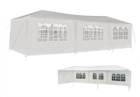 Pavilioane - Cort,pavilion de curte,gradina,evenimente 3x9 m cu 8 pereti laterali cu ferestre - Alb