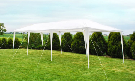 Cort,pavilion de curte,gradina,evenimente 3x9 m cu 8 pereti laterali cu ferestre - Alb [3]
