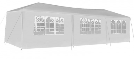 Cort,pavilion de curte,gradina,evenimente 3x9 m cu 8 pereti laterali cu ferestre - Alb [6]