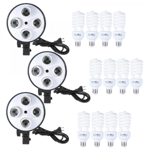 Kit studio foto, 3 lumini softbox, suport fundal 2x3m, 12x bec 45W, 3 panze fundal multicolore si geanta transport [4]